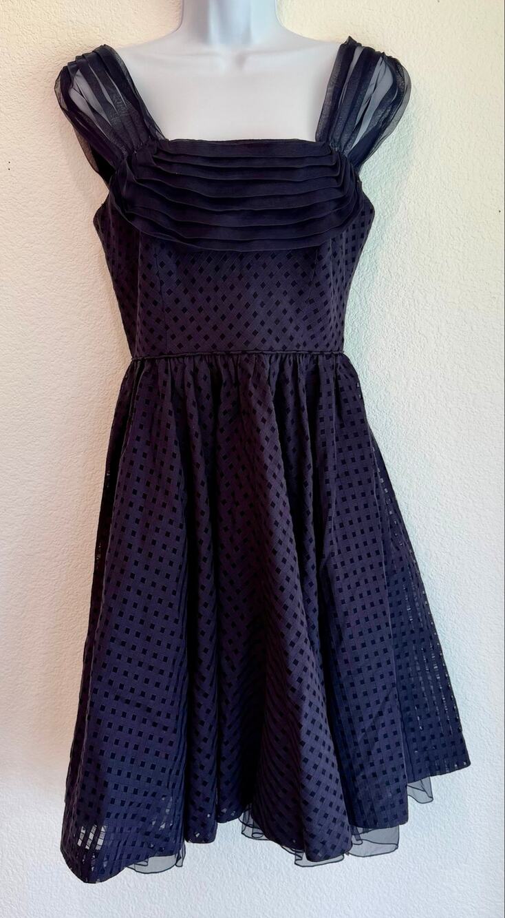 Girls of Savoy BY Anthropologie Peggy Sue Dress Vintage Style Navy sz8 silk/cott